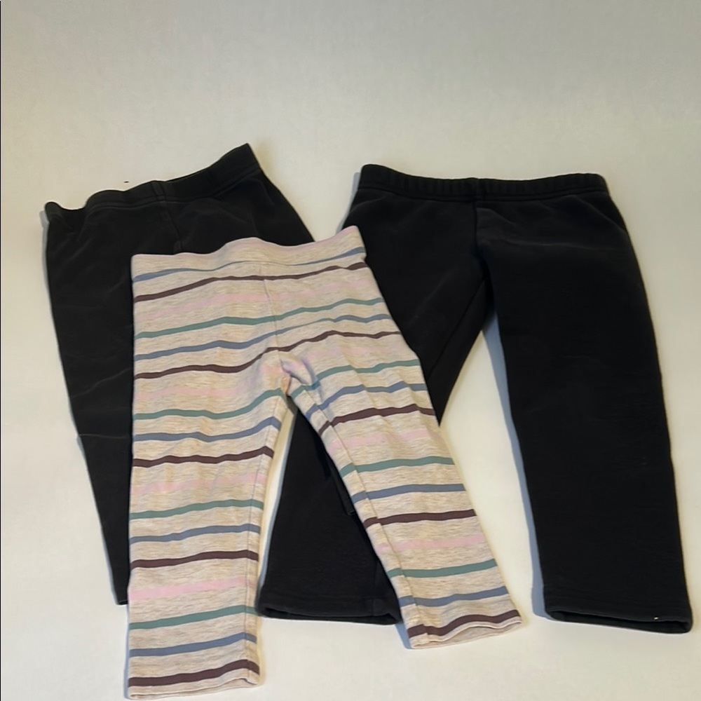 Striped and Black Kids Leggings Set (2t to 4t)
